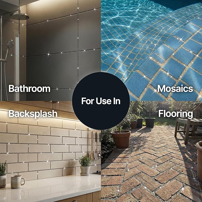 Hemway Black Glitter Grout Additive 100g Metallic Flakes for Adding Sparkle to Kitchen & Bathroom Tiles | Enhance Your Indoor Grouting Projects with a Durable Sparkly Effect