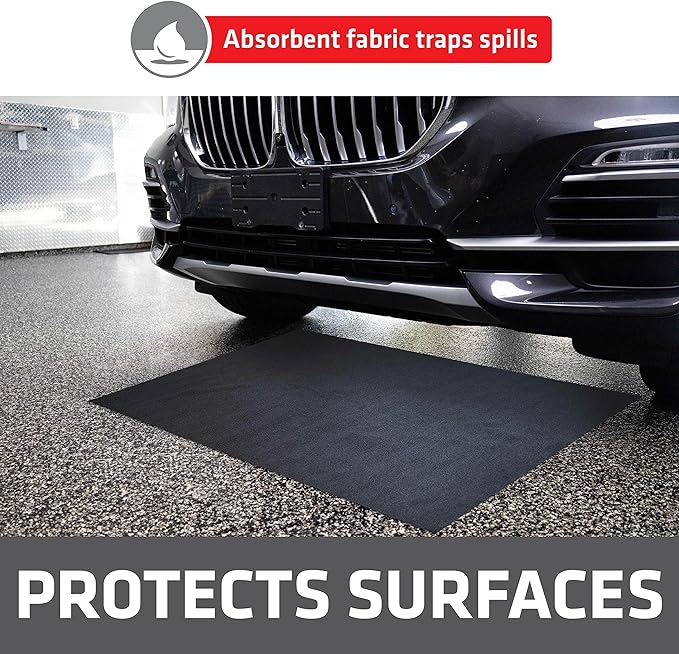 Drymate XL Oil Spill Mat (36" x 59"), Premium Absorbent Oil Pad, Reusable, Washable, Durable, Waterproof Backing Contains Liquids, Protects Garage Floor Surface (USA Made)