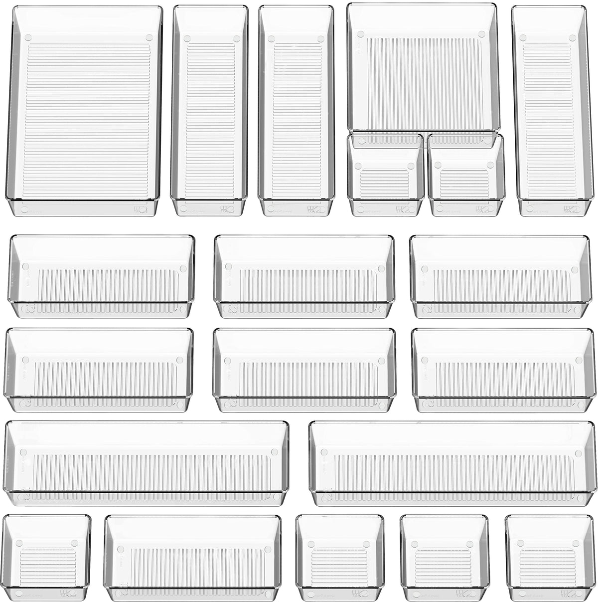 Simple Houseware 20 PCS Clear Plastic Drawer Organizers Set - Image 1