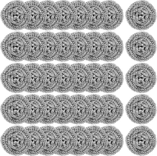 100Pcs Steel Wool Scrubber Pads, Bulk Steel Wool Scrubber, Metal Sponge Wire Scouring Pad, Heavy Duty Dishwashing Scouring Pads for Cleaning Dishes, Pans, Pots, Ovens, Grills, Sinks