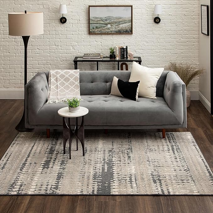 Mohawk Home Dutton Modern Abstract Stripe Gray 2' 1" x 3' 8" Area Rug Perfect for Kitchen, Living Room, Dining Room