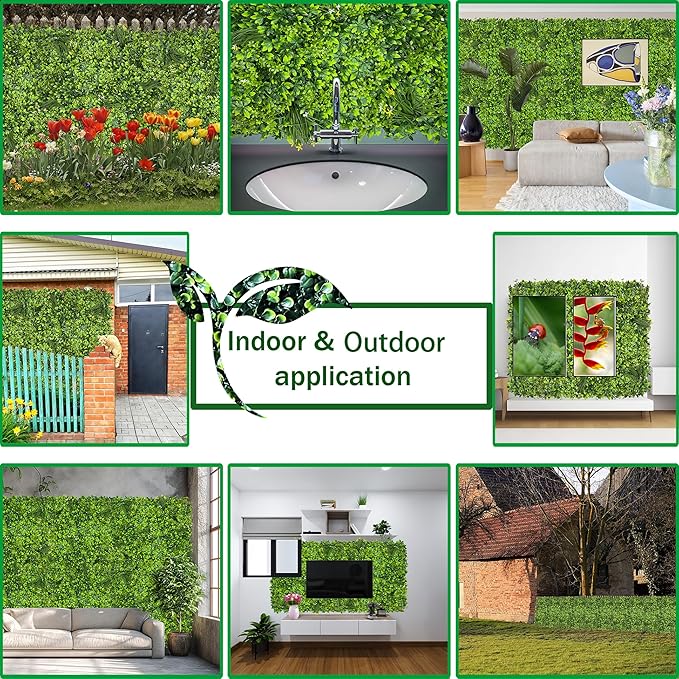 Artificial Plant Wall Roll: 5FT X 10FT (50 sqft) UV-Anti Ivy Privacy Fence Screen Faux Greenery Panels Backdrop Boxwood Ivy Vine Leaf Hedge for Indoor Outdoor Green Decor