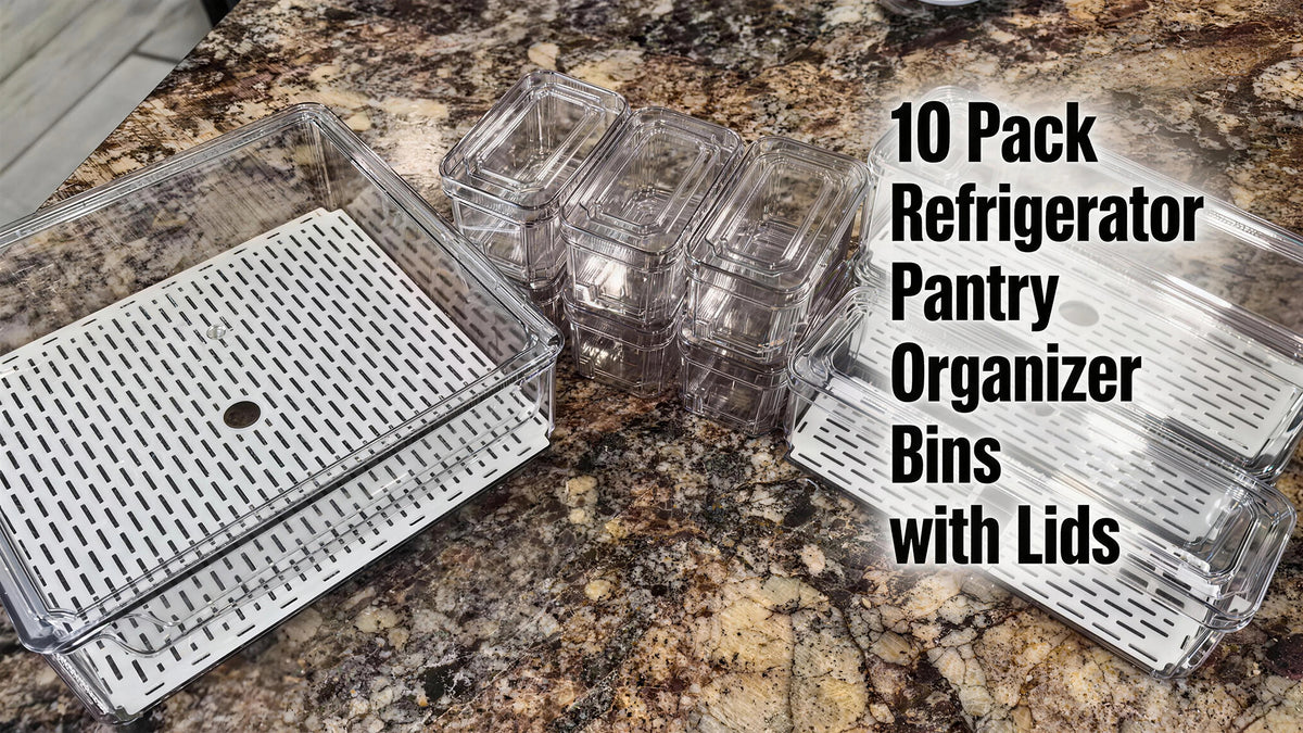 10 Pack Refrigerator Pantry Organizer Bins with Lids, Fridge - Image 8