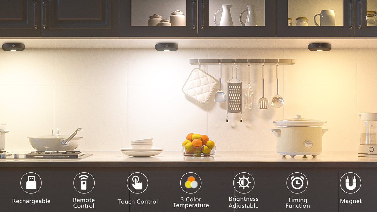 WILLED Puck Lights with Remote Control,3 Colors Under Cabinet - Image 8