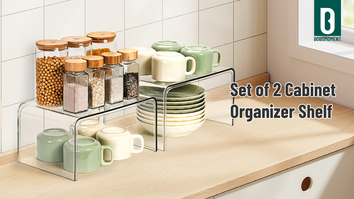 Bobomoment Clear Cabinet Organizer, Stackable Shelf - Image 8