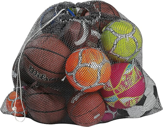 Mesh Equipment Bag - 32” x 36” and 24” x 36” - Adjustable, sliding drawstring cord closure. Perfect mesh bag for parent or coach, making it easy to transport and keeping your sporting gear organized.