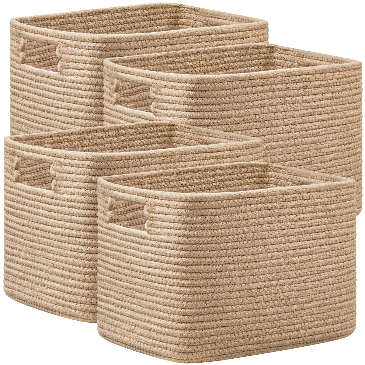 4 Pack Storage Baskets for Organizing, Shelf Baskets with Handles - Image 1