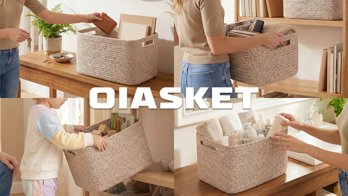 OIASKET 4Packs Natural Cotton Rope Storage Baskets for Organizing - Image 8