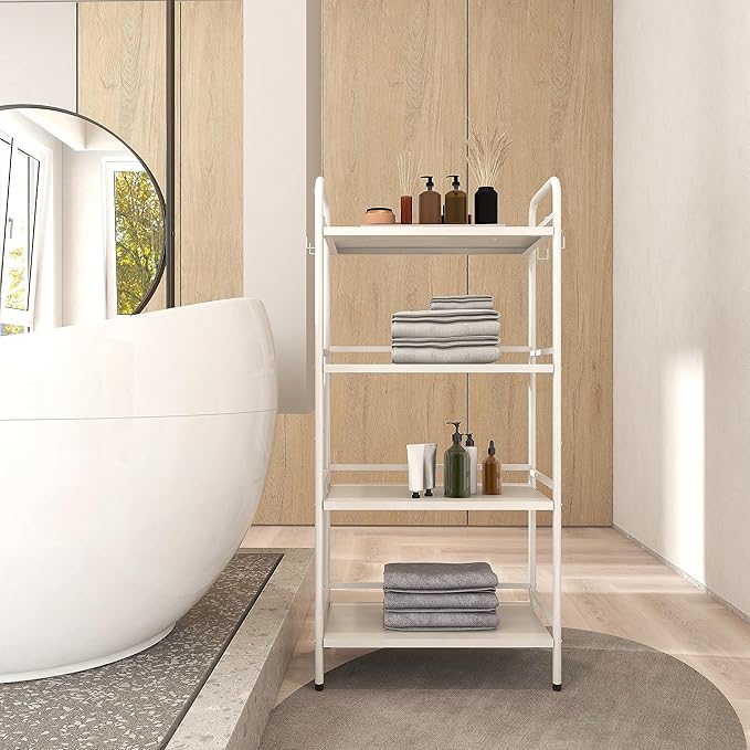 HDANI Storage Shelves, 4-Tier Metal Storage Rack with Shelf,Shelf Organizer,Garage Standing Shelving Unit for Laundry,Bathroom,Kitchen,Pantry, Closet,23.6''W X 13.8''D X 50 H''H,White