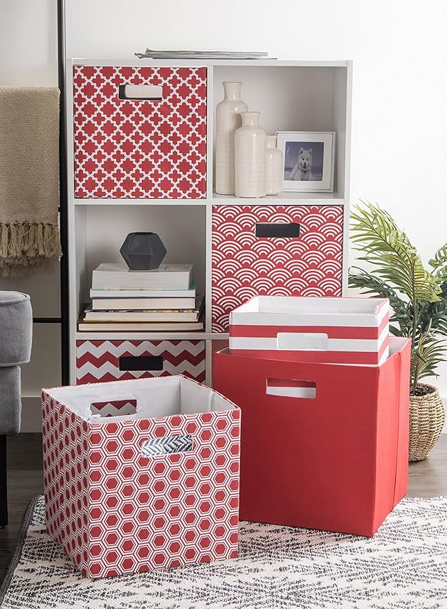 DII Poly-Cube Storage Collection Hard Sided, Collapsible Solid, Large, Rust
