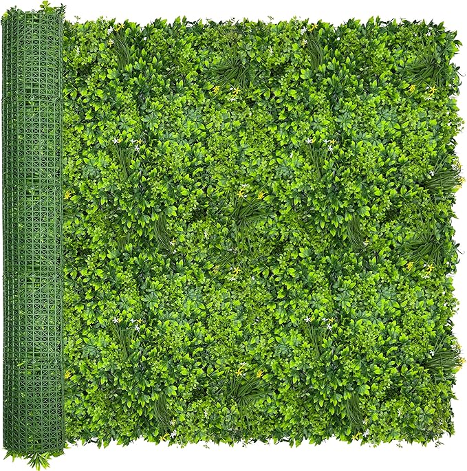 Artificial Plant Wall Roll: 6FT X12FT (72 sqft) UV-Anti Ivy Privacy Fence Screen Faux Greenery Panels Backdrop Boxwood Ivy Vine Leaf Hedge Fence for Indoor Outdoor Green Decor