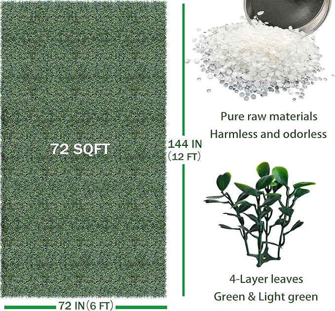 Artificial Ivy Privacy Fence Wall Screen: 6FT X12FT (72 sqft) UV-Anti Faux Boxwood Roll Panels Greenery Backdrop Ivy Vine Leaf Hedges Fence Panels for Indoor Outdoor Green Wall Decor