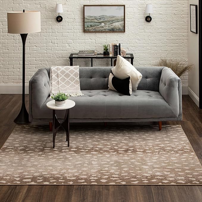 Mohawk Home Antelope Animal Print Beige 8' x 10' Area Rug Perfect for Kitchen, Living Room, Dining Room