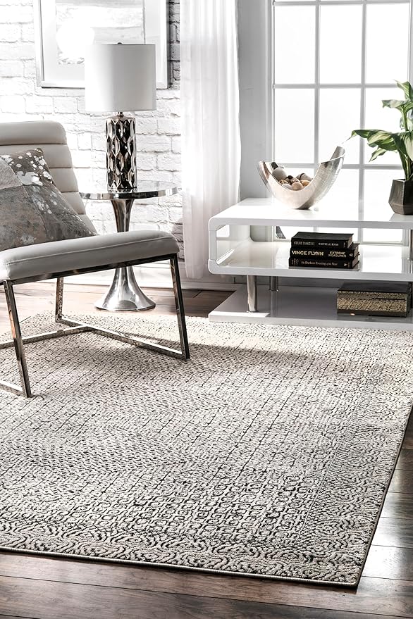 nuLOOM Exie Transitional Moroccan Runner Rug, 2' 8" x 8', Light Grey