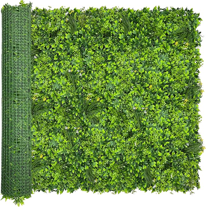 Artificial Plant Wall Roll: 5FT X 10FT (50 sqft) UV-Anti Ivy Privacy Fence Screen Faux Greenery Panels Backdrop Boxwood Ivy Vine Leaf Hedge for Indoor Outdoor Green Decor