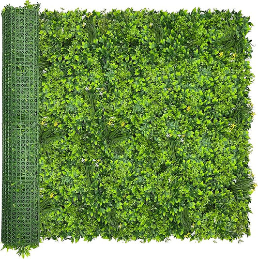 Artificial Plant Wall Roll: 5FT X 10FT (50 sqft) UV-Anti Ivy Privacy Fence Screen Faux Greenery Panels Backdrop Boxwood Ivy Vine Leaf Hedge for Indoor Outdoor Green Decor