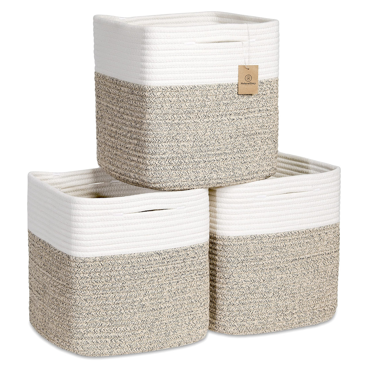 Storage Cubes 11 Inch Cotton Rope Woven Baskets | Home Organization - Image 1