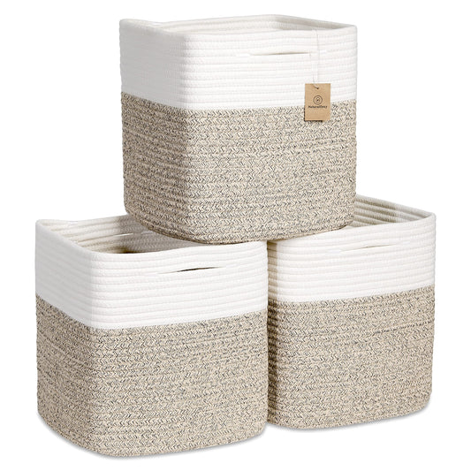 Storage Cubes 11 Inch Cotton Rope Woven Baskets | Home Organization - Image 1