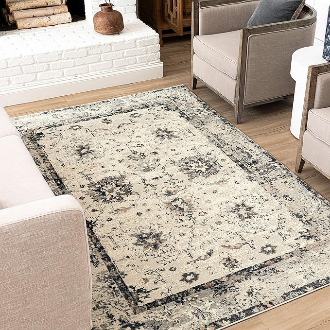 Mohawk Home Shea Traditional Floral Ornamental Light Gray 7' 10" x 10' Area Rug Perfect for Living Room, Dining Room, Office