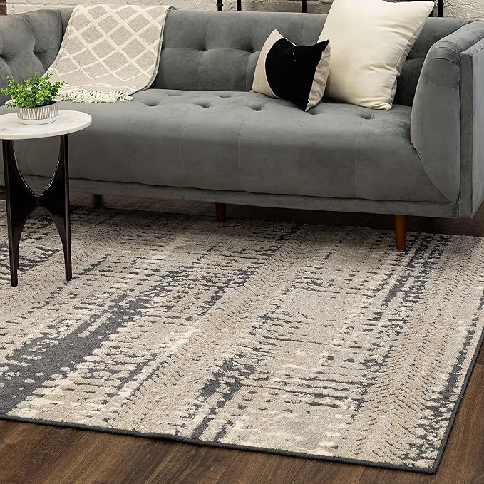 Mohawk Home Dutton Modern Abstract Stripe Gray 2' 1" x 3' 8" Area Rug Perfect for Kitchen, Living Room, Dining Room