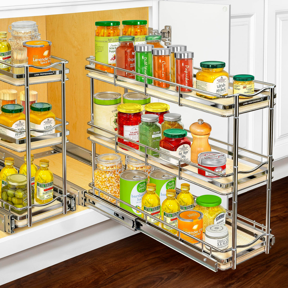 LYNK Élite 3-Tier Spice Rack Organizer Cabinet, Pull Out - Image 1