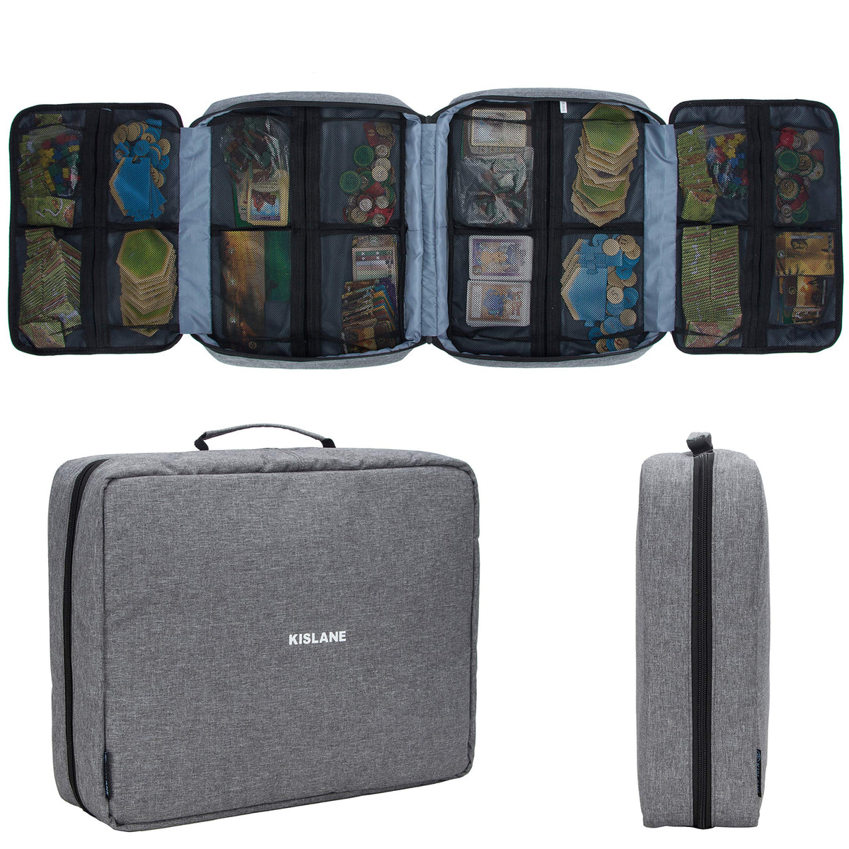 Board Game Carrying Case with 18 Pockets for Board Games, Pieces - Image 1
