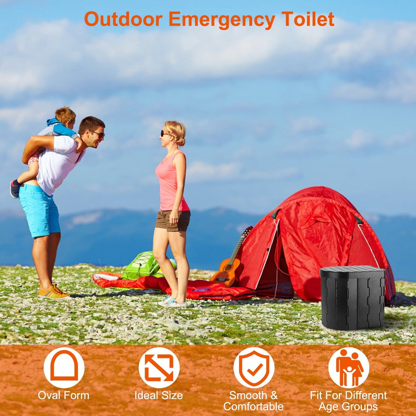 Foldable Portable Camping Toilet – Emergency Porta Potty with Lid & Carry Bag | Fixory911