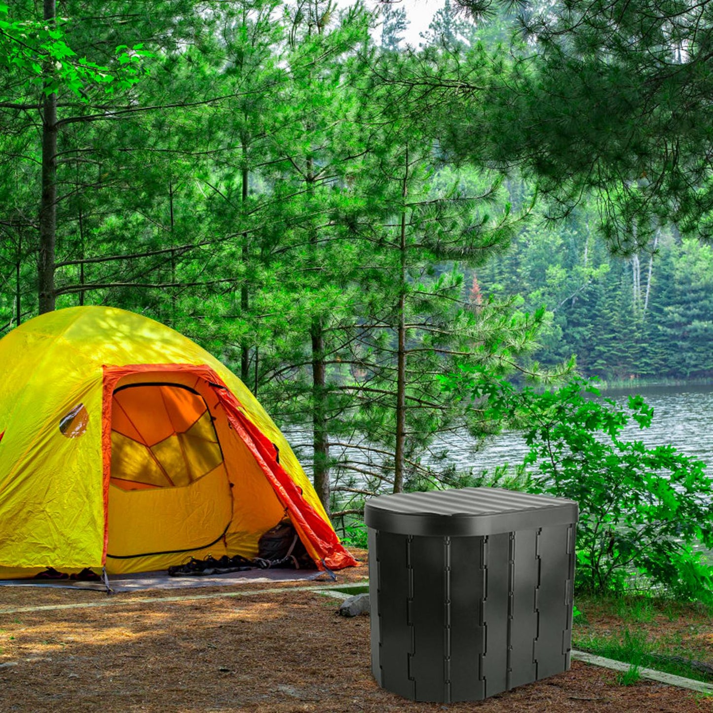 Foldable Portable Camping Toilet – Emergency Porta Potty with Lid & Carry Bag | Fixory911